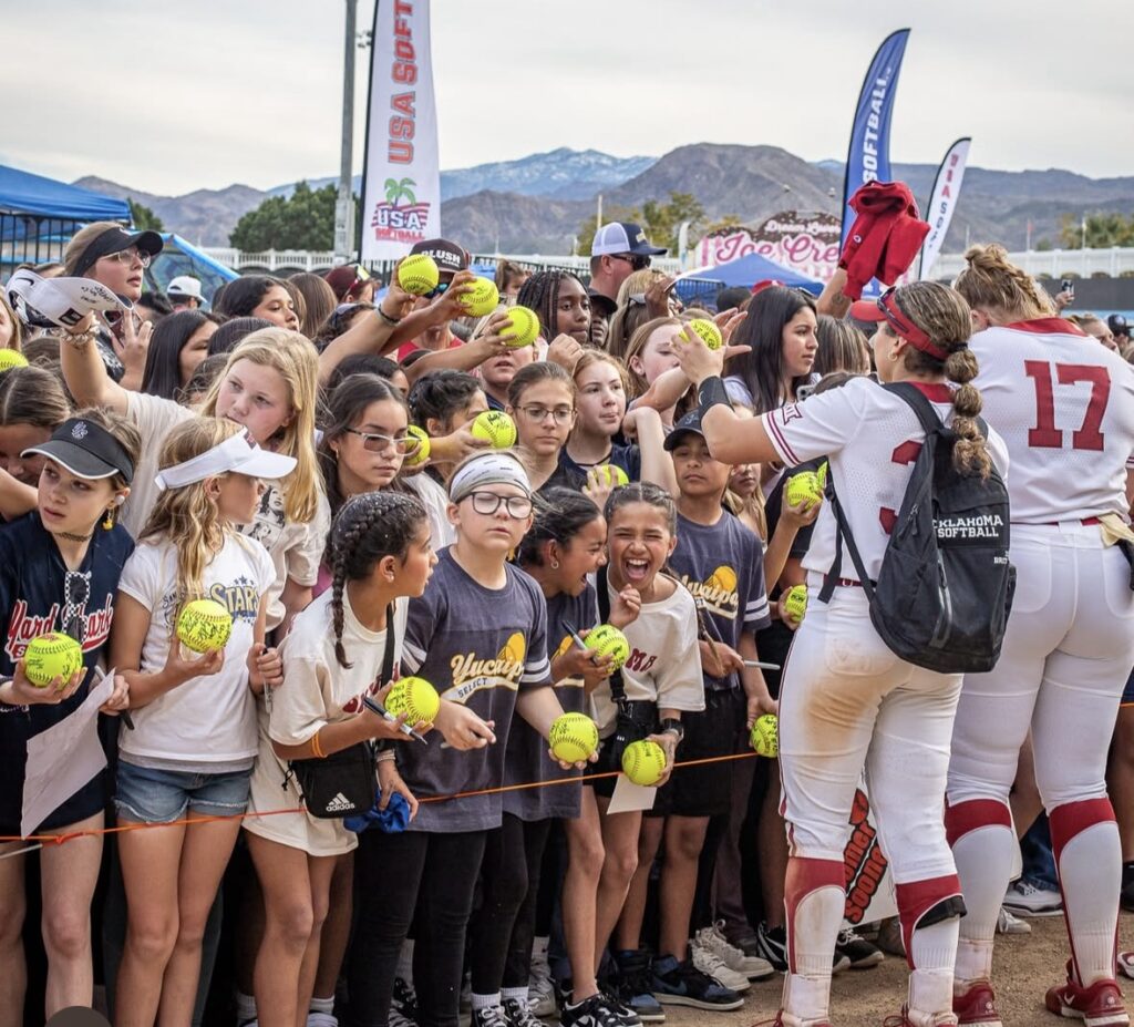 Fans getting OU autographs at the Mary Nutter Tournament